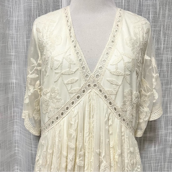 PinkBlush Cream Lace Mesh Overlay Maternity Maxi Dress Women's XL - Picture 4 of 16